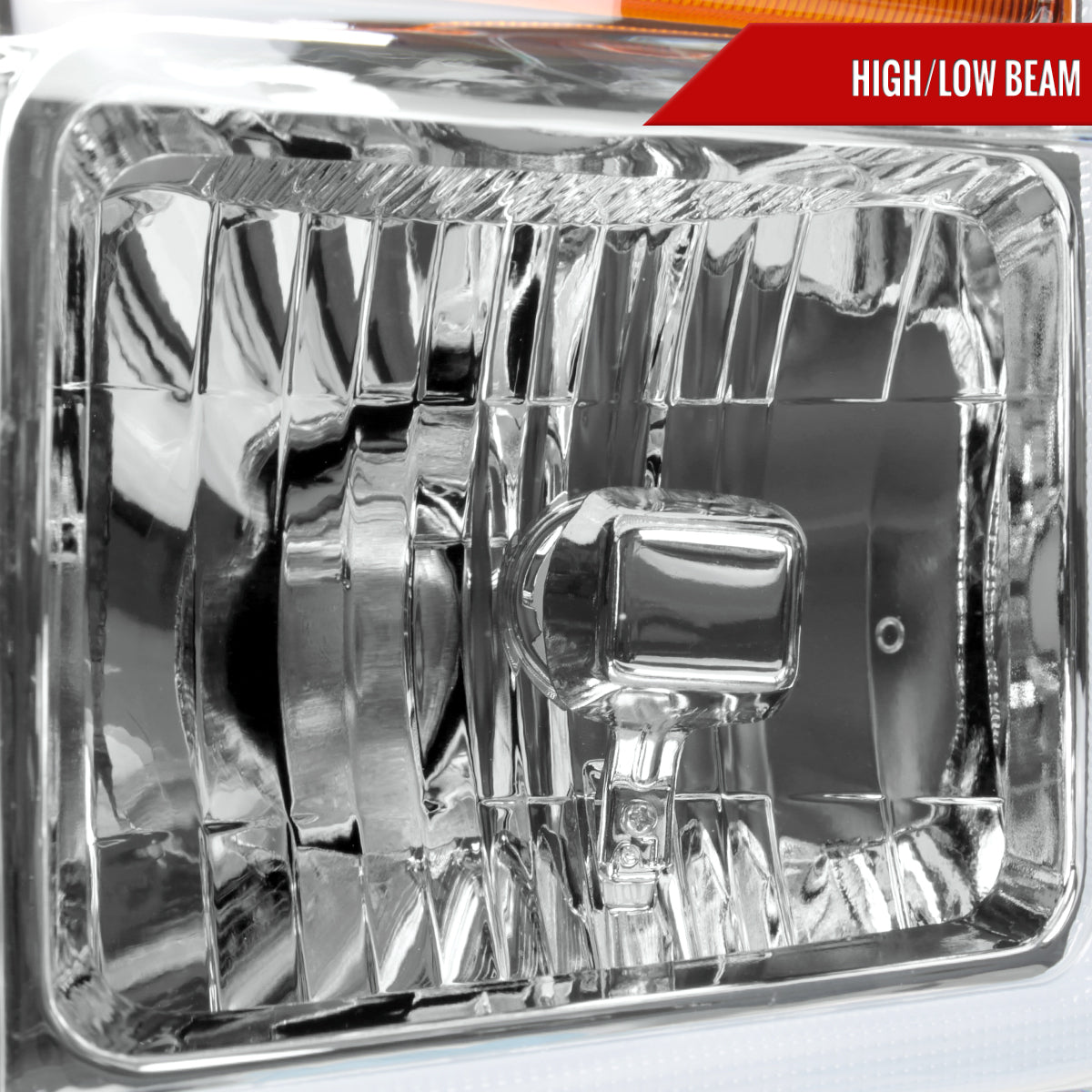 2008-2010 Ford F-250/F-350/F-450/F-550 Super Duty LED Sequential Signal Factory Style Headlights (Chrome Housing/Clear Lens)