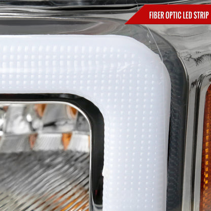 2008-2010 Ford F-250/F-350/F-450/F-550 Super Duty LED Sequential Signal Factory Style Headlights (Chrome Housing/Clear Lens)