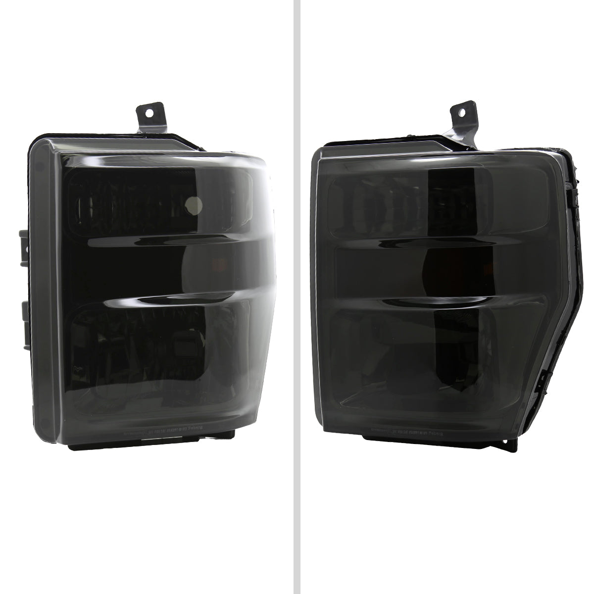 2008-2010 Ford F-250/F-350/F-450 Super Duty Factory Style Headlights w/ Amber Reflectors (Chrome Housing/Smoked Lens)