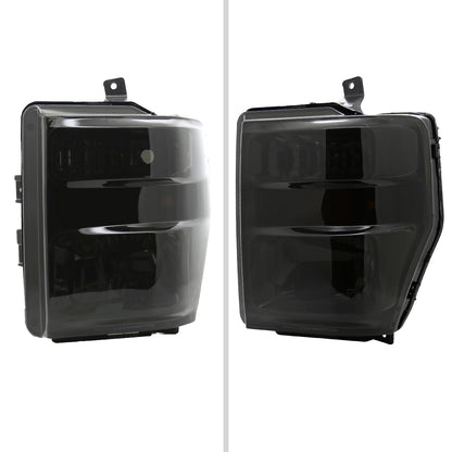 2008-2010 Ford F-250/F-350/F-450 Super Duty Factory Style Headlights w/ Amber Reflectors (Chrome Housing/Smoked Lens)