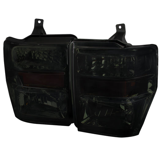 2008-2010 Ford F-250/F-350/F-450 Super Duty Factory Style Headlights w/ Amber Reflectors (Chrome Housing/Smoked Lens)