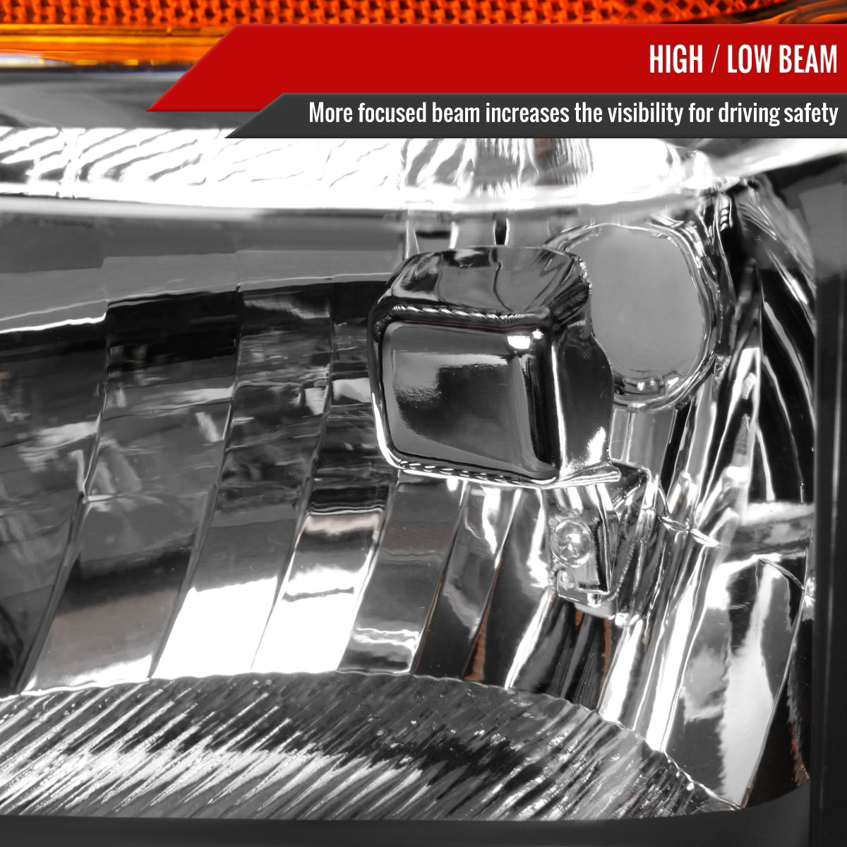 2008-2010 Ford F-250/F-350/F-450 Super Duty Factory Style Headlights w/ Amber Reflectors (Matte Black Housing/Clear Lens)