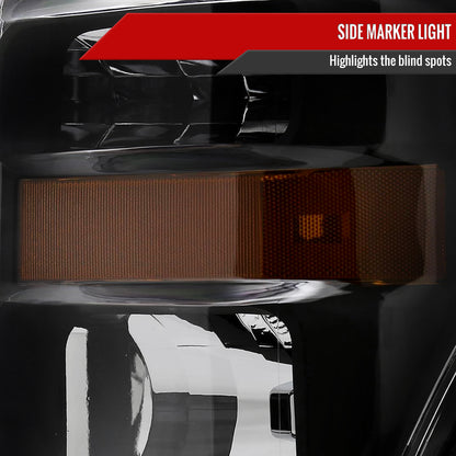 2008-2010 Ford F-250/F-350/F-450 Super Duty Factory Style Headlights w/ Amber Reflectors (Matte Black Housing/Clear Lens)