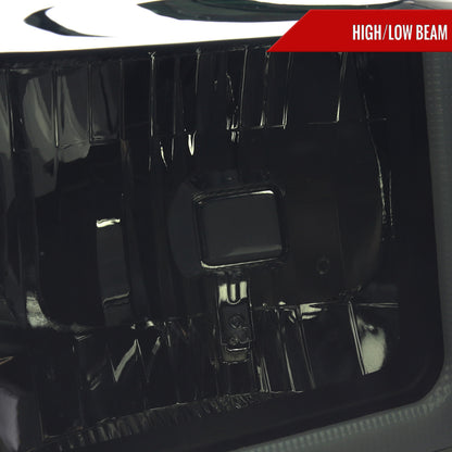 2008-2010 Ford F-250/F-350/F-450/F-550 Super Duty LED Sequential Signal Factory Style Headlights (Matte Black Housing/Smoked Lens)