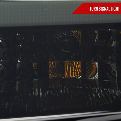 2008-2010 Ford F-250/F-350/F-450/F-550 Super Duty LED Sequential Signal Factory Style Headlights (Matte Black Housing/Smoked Lens)