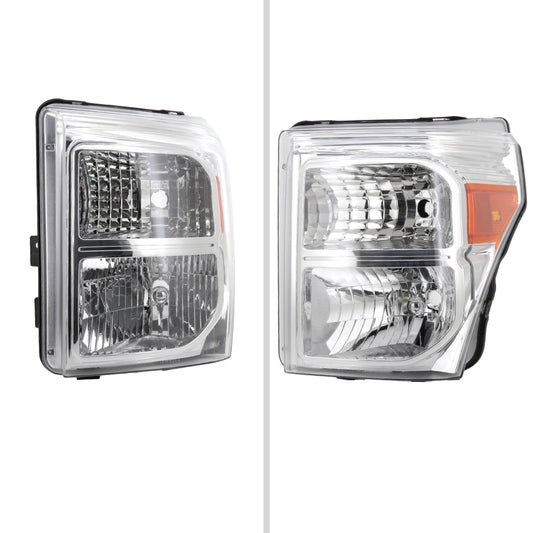 2011-2016 Ford F-250/F-350/F-450/F-550 Super Duty Factory Style Headlights w/ Amber Reflectors (Chrome Housing/Clear Lens)