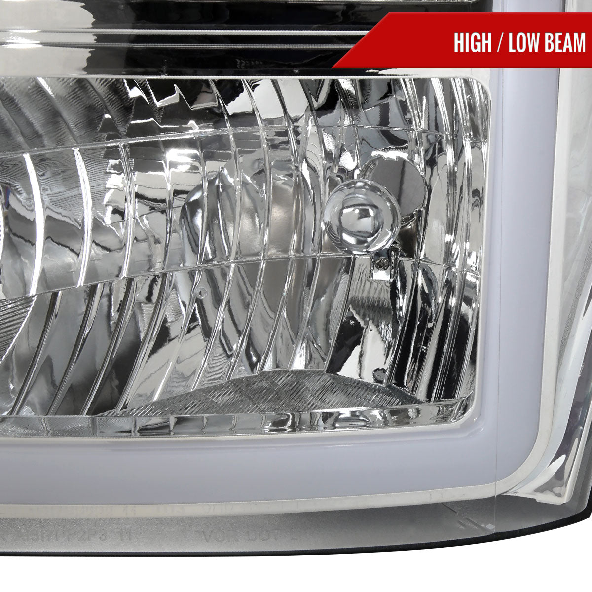 2011-2016 Ford F-250/F-350/F-450/F-550 Super Duty LED C-Bar Factory Style Headlights (Chrome Housing/Clear Lens)