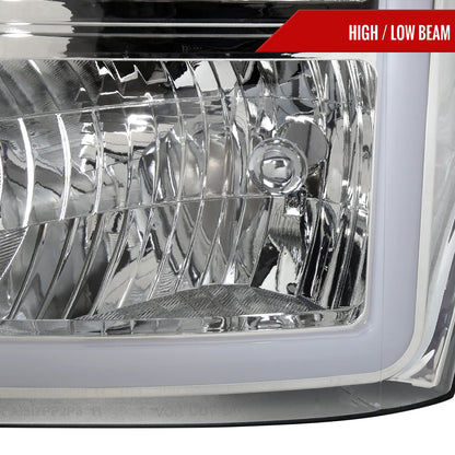 2011-2016 Ford F-250/F-350/F-450/F-550 Super Duty LED C-Bar Factory Style Headlights (Chrome Housing/Clear Lens)