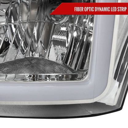 2011-2016 Ford F-250/F-350/F-450/F-550 Super Duty LED C-Bar Factory Style Headlights (Chrome Housing/Clear Lens)