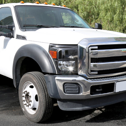 2011-2016 Ford F-250/F-350/F-450/F-550 Super Duty Factory Style Headlights w/ Amber Reflectors (Matte Black Housing/Clear Lens)