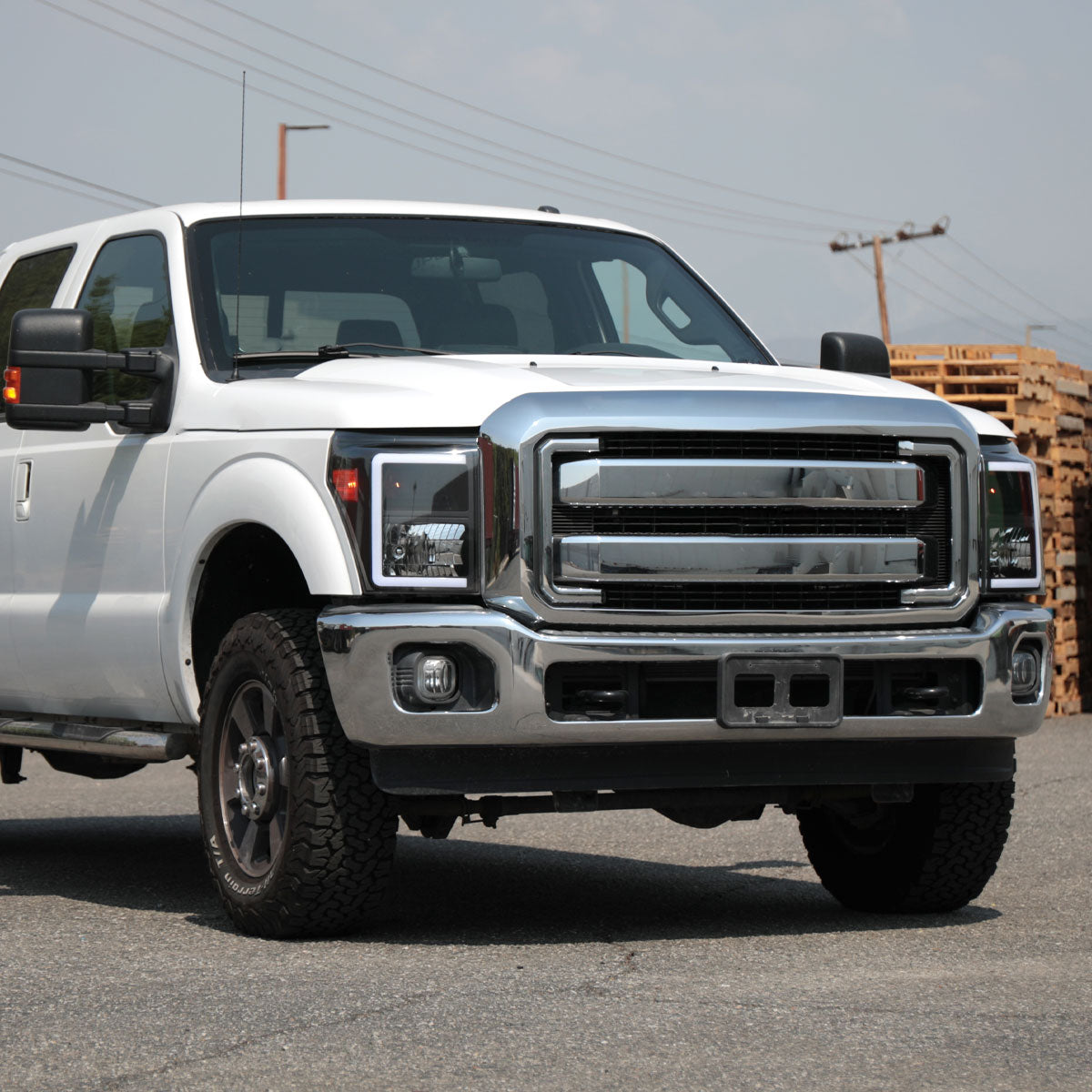 2011-2016 Ford F-250/F-350/F-450/F-550 Super Duty LED C-Bar Factory Style Headlights (Matte Black Housing/Clear Lens)