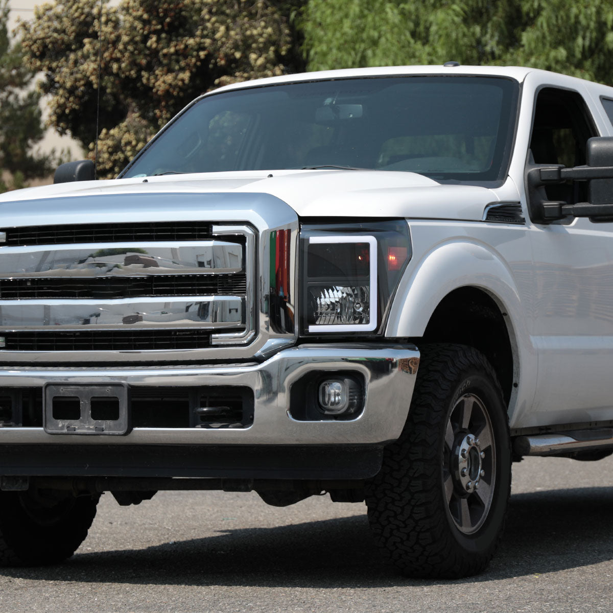 2011-2016 Ford F-250/F-350/F-450/F-550 Super Duty LED C-Bar Factory Style Headlights (Matte Black Housing/Clear Lens)