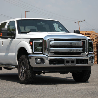 2011-2016 Ford F-250/F-350/F-450/F-550 Super Duty LED C-Bar Factory Style Headlights (Black Housing/Smoked Lens)