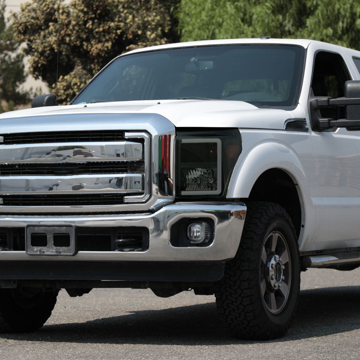 2011-2016 Ford F-250/F-350/F-450/F-550 Super Duty LED C-Bar Factory Style Headlights (Black Housing/Smoked Lens)