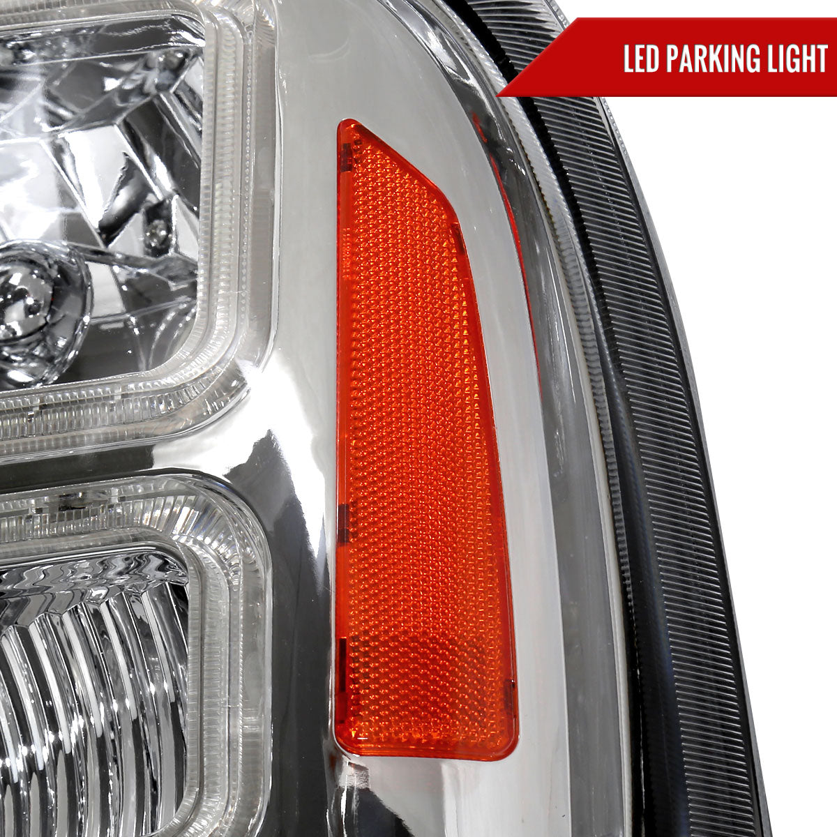 1999-2004 Ford F-250/F-350/F-450/F-550/2000-2004 Excursion Euro Factory Style Headlights with Dual LED C-Bar  (Chrome Housing/Clear Lens)