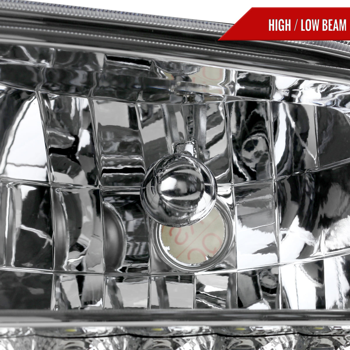 1999-2004 Ford F-250/F-350/F-450/F-550/Excursion Crystal Headlights w/ SMD LED Light Strip (Chrome Housing/Clear Lens)