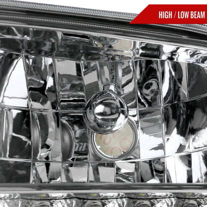 1999-2004 Ford F-250/F-350/F-450/F-550/Excursion Crystal Headlights w/ SMD LED Light Strip (Chrome Housing/Clear Lens)