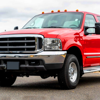 1999-2004 Ford F-250/F-350/F-450/F-550/Excursion Crystal Headlights w/ SMD LED Light Strip (Chrome Housing/Clear Lens)
