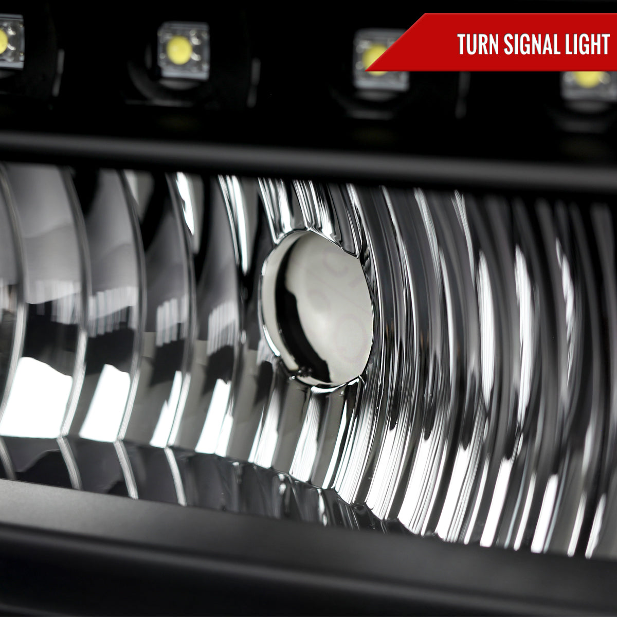 1999-2004 Ford F-250/F-350/F-450/F-550/Excursion Crystal Headlights w/ SMD LED Light Strip (Matte Black Housing/Clear Lens)