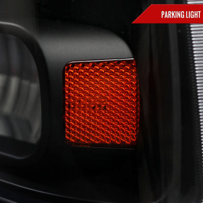 1999-2004 Ford F-250/F-350/F-450/F-550/Excursion Crystal Headlights w/ SMD LED Light Strip (Matte Black Housing/Clear Lens)