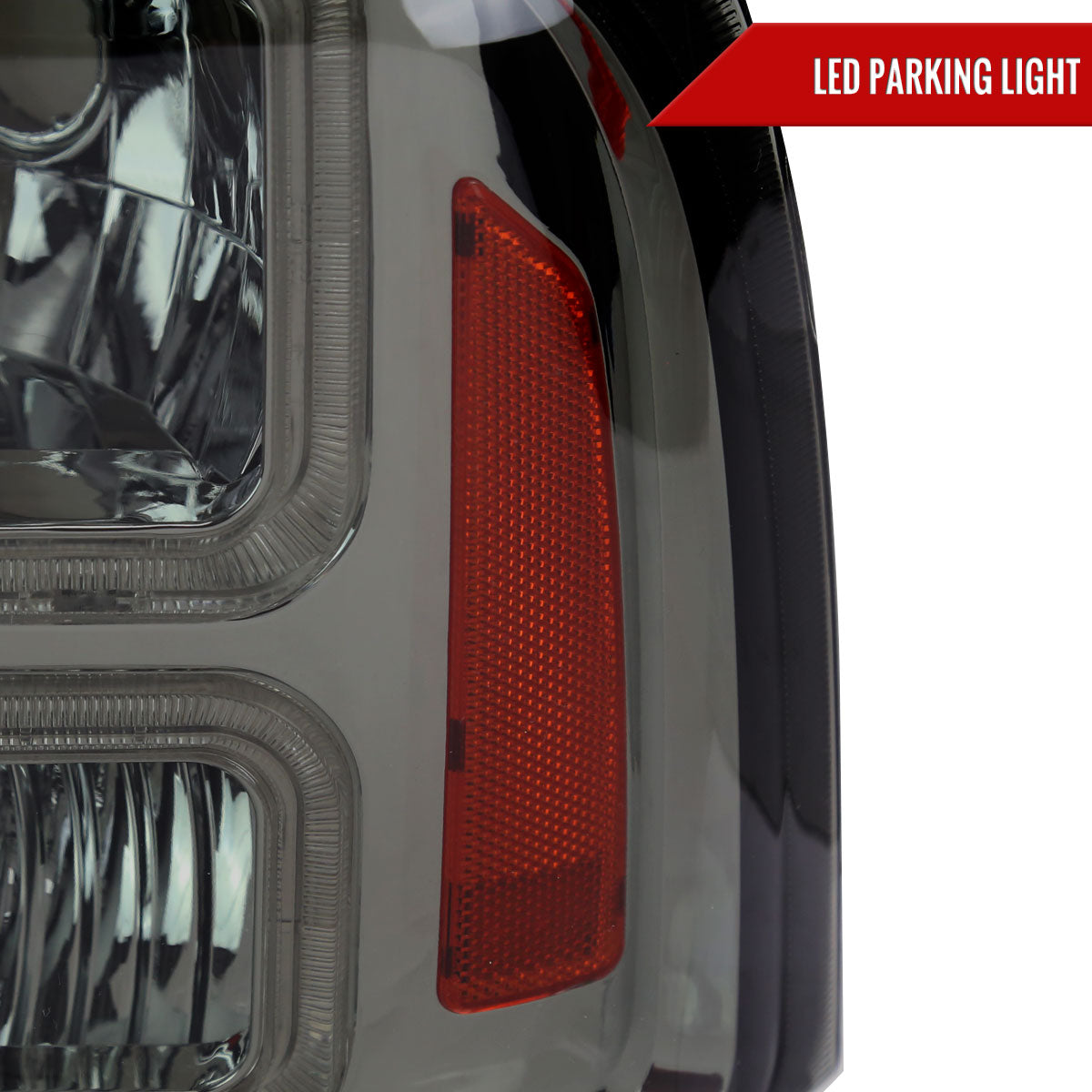 1999-2004 Ford F-250/F-350/F-450/F-550/2000-2004 Excursion Euro Factory Style Headlights with Dual LED C-Bar  (Chrome Housing/Smoked Lens)
