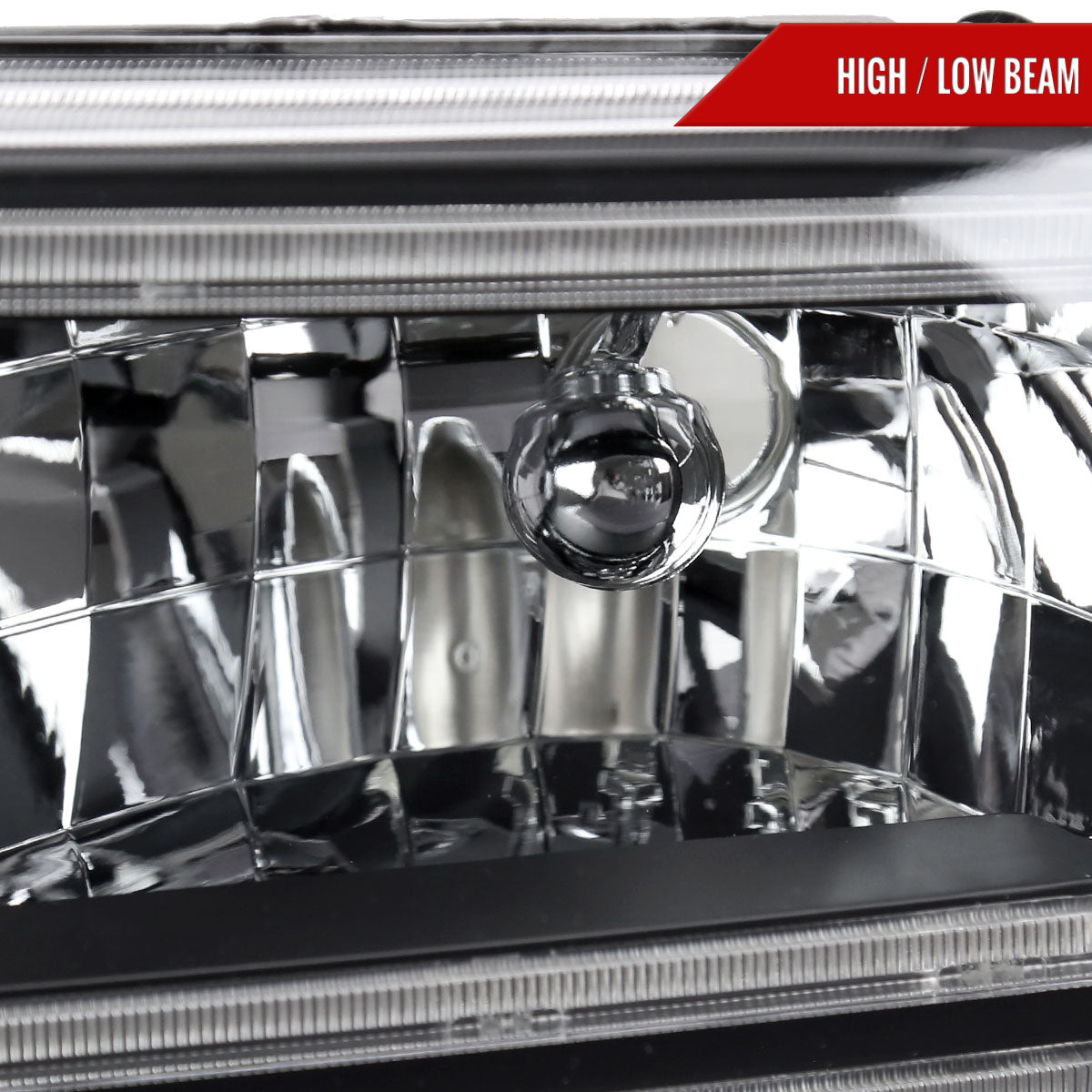 1999-2004 Ford F-250/F-350/F-450/F-550/2000-2004 Excursion Euro Factory Style Headlights with Dual LED C-Bar  (Matte Black Housing/Clear Lens)