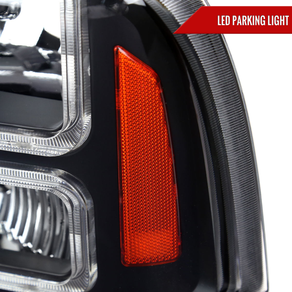 1999-2004 Ford F-250/F-350/F-450/F-550/2000-2004 Excursion Euro Factory Style Headlights with Dual LED C-Bar  (Matte Black Housing/Clear Lens)