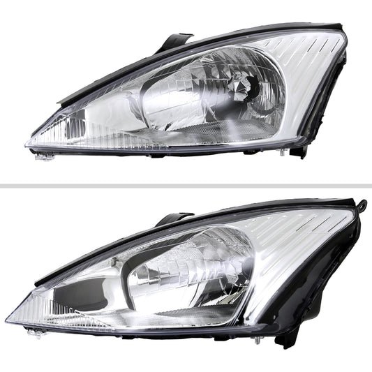 2000-2004 Ford Focus Factory Style Crystal Headlights (Chrome Housing/Clear Lens)