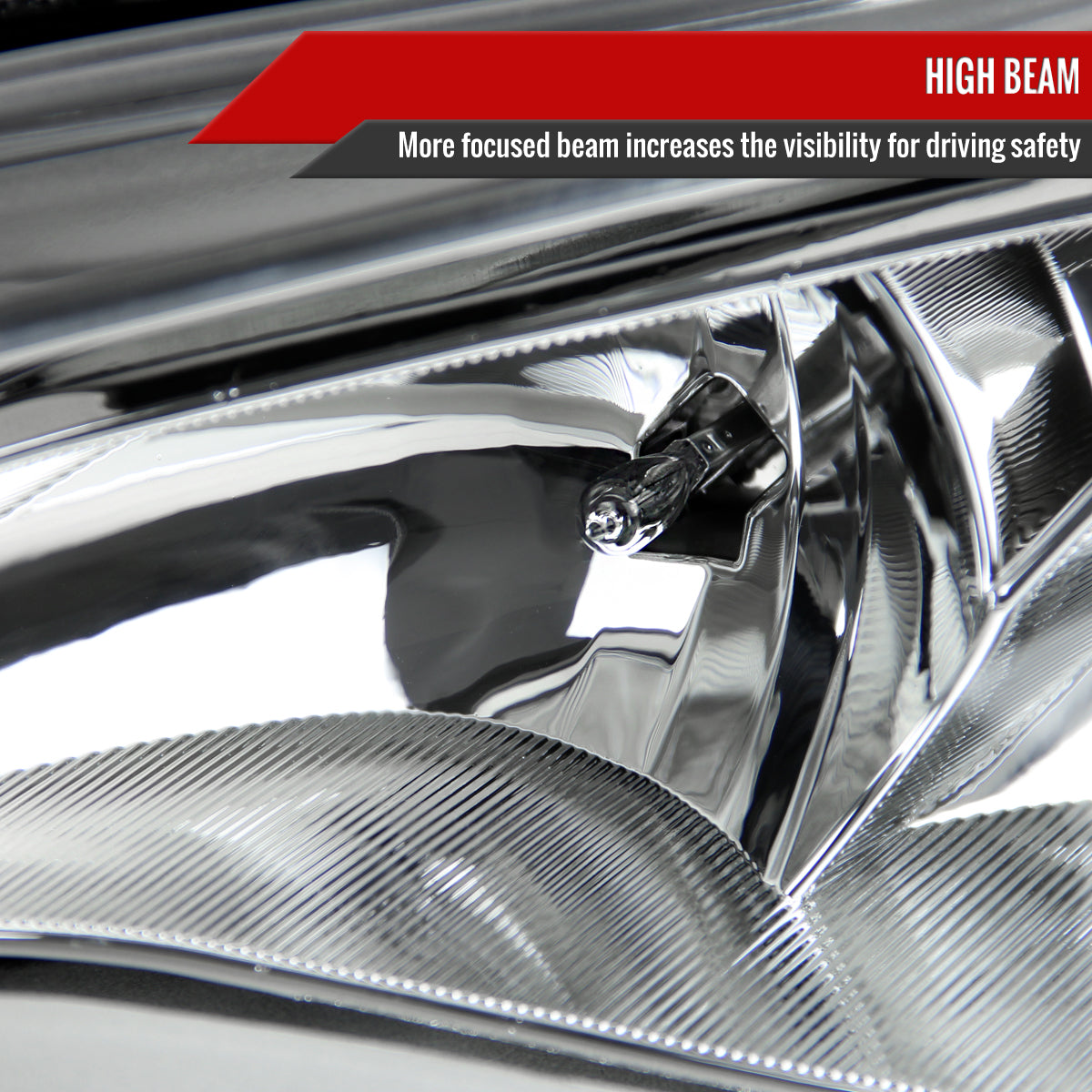 2012-2014 Ford Focus Factory Style Headlights w/ Amber Reflectors (Chrome Housing/Clear Lens)
