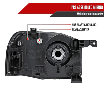 2001-2004 Nissan Frontier XE Factory Style Headlights (Matte Black Housing/Clear Lens)