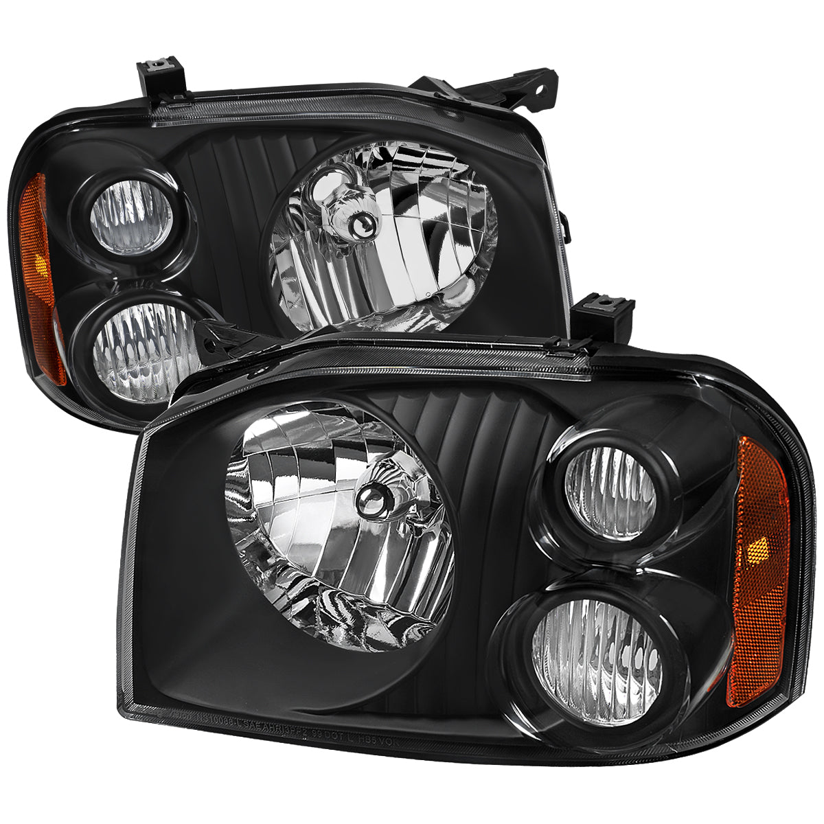 2001-2004 Nissan Frontier XE Factory Style Headlights (Matte Black Housing/Clear Lens)
