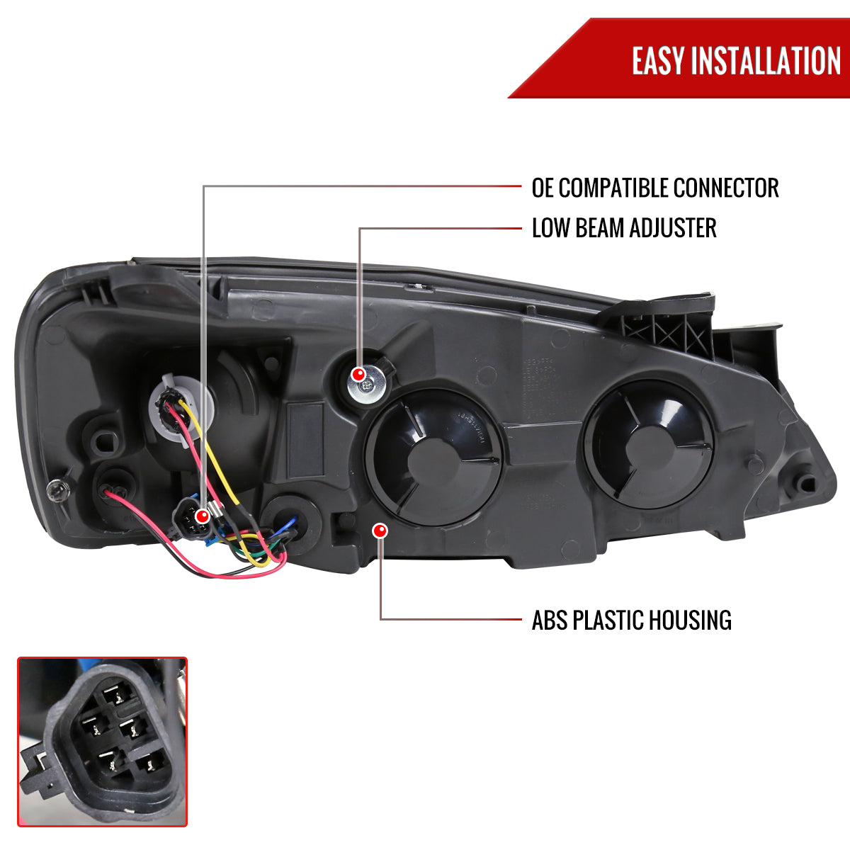 2005-2010 Pontiac G6 Factory Style Headlights w/ Amber Reflectors (Matte Black Housing/Clear Lens)