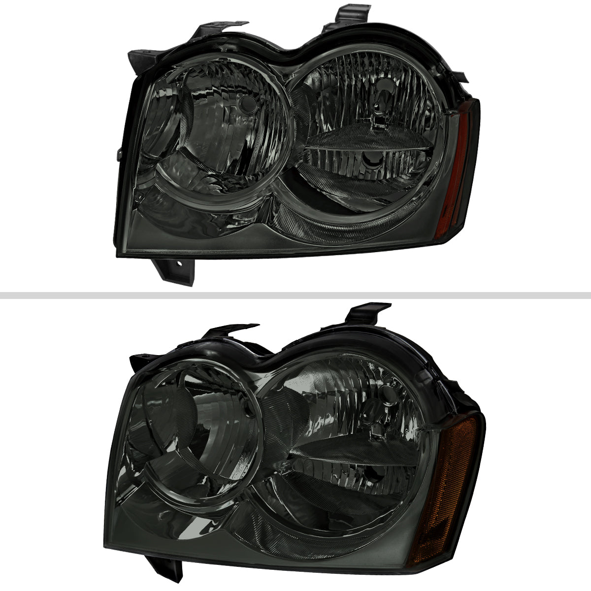 2005-2007 Jeep Grand Cherokee Factory Style Headlights (Chrome Housing/Smoked Lens)