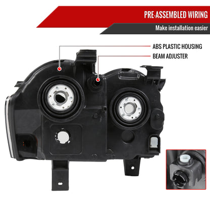 2005-2007 Jeep Grand Cherokee Factory Style Headlights (Chrome Housing/Smoked Lens)