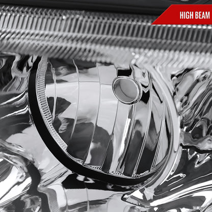 1999-2004 Jeep Grand Cherokee Factory Style Crystal Headlights w/ Amber Reflectors (Chrome Housing/Clear Lens)