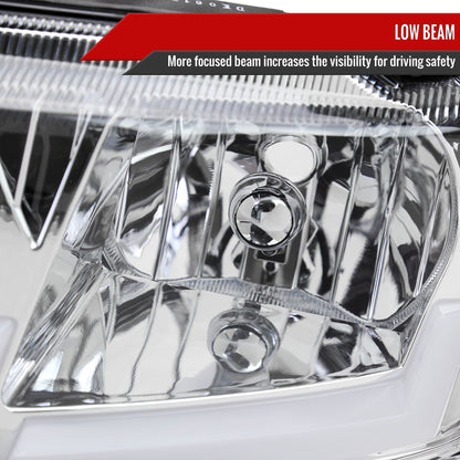 1999-2004 Jeep Grand Cherokee Factory Style Dual LED Bar Headlights (Chrome Housing/Clear Lens)