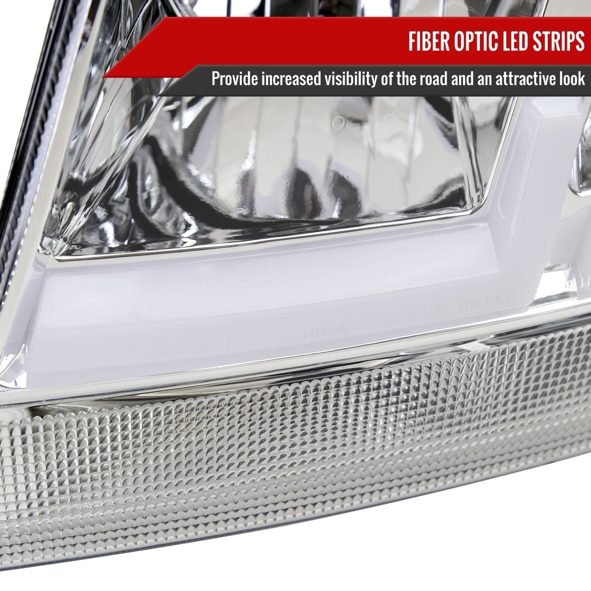 1999-2004 Jeep Grand Cherokee Factory Style Dual LED Bar Headlights (Chrome Housing/Clear Lens)