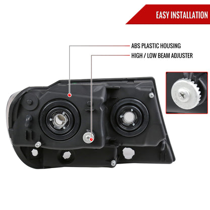 1999-2004 Jeep Grand Cherokee Factory Style Crystal Headlights w/ Amber Reflectors (Matte Black Housing/Clear Lens)