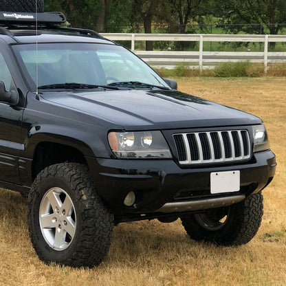 1999-2004 Jeep Grand Cherokee Factory Style Crystal Headlights w/ Amber Reflectors (Matte Black Housing/Clear Lens)