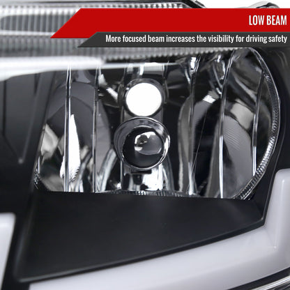 1999-2004 Jeep Grand Cherokee Factory Style Dual LED Bar Headlights (Matte Black Housing/Clear Lens)