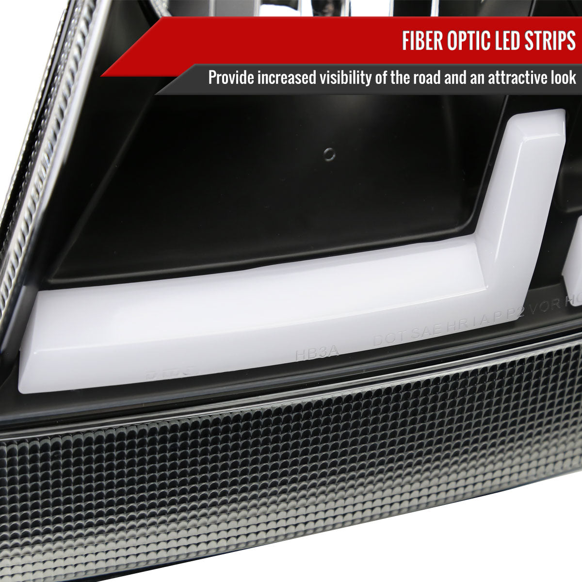 1999-2004 Jeep Grand Cherokee Factory Style Dual LED Bar Headlights (Matte Black Housing/Clear Lens)