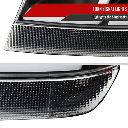 1999-2004 Jeep Grand Cherokee Factory Style Dual LED Bar Headlights (Matte Black Housing/Clear Lens)