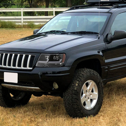 1999-2004 Jeep Grand Cherokee Factory Style Dual LED Bar Headlights (Matte Black Housing/Clear Lens)
