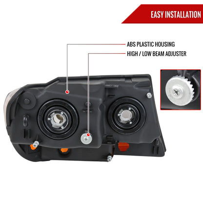 1999-2004 Jeep Grand Cherokee Factory Style Crystal Headlights (Matte Black Housing/Clear Lens)