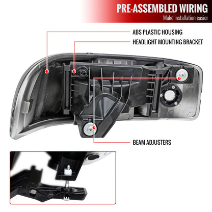 1999-2006 GMC Sierra/2007 Sierra Classic/2000-2006 Yukon/XL Factory Style Headlights with Amber Reflector (Chrome Housing/Clear Lens)