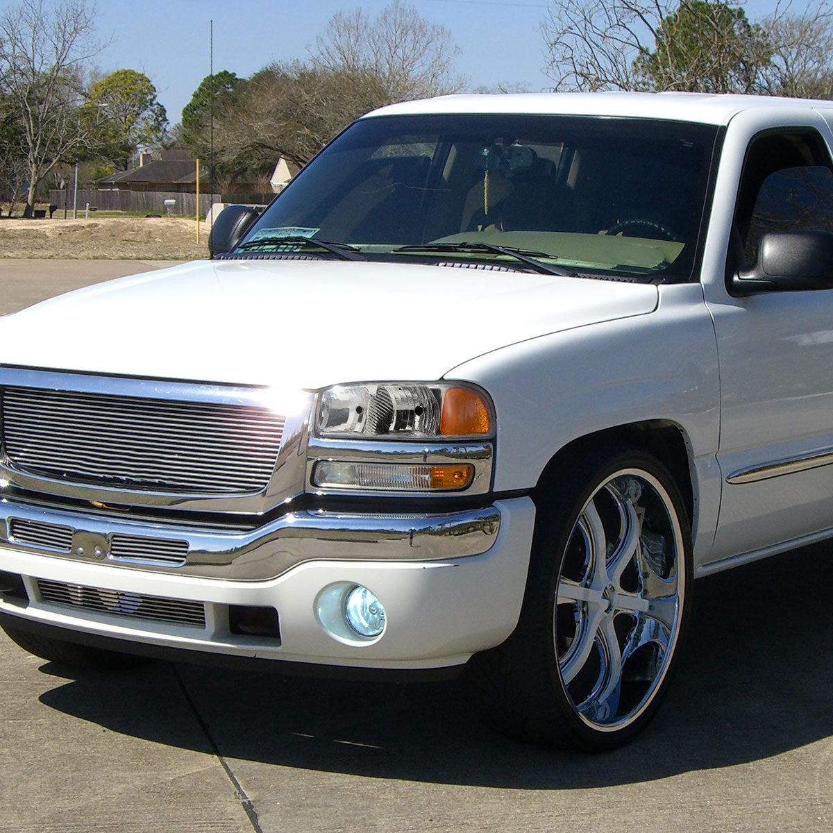 1999-2006 GMC Sierra/2007 Sierra Classic/2000-2006 Yukon/XL Factory Style Headlights with Amber Reflector (Chrome Housing/Clear Lens)