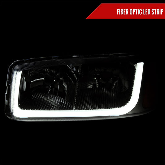 1999-2006 GMC Sierra/ 2000-2006 Yukon/Yukon XL LED Tube Factory Style Headlights (Chrome Housing/Smoked Lens)