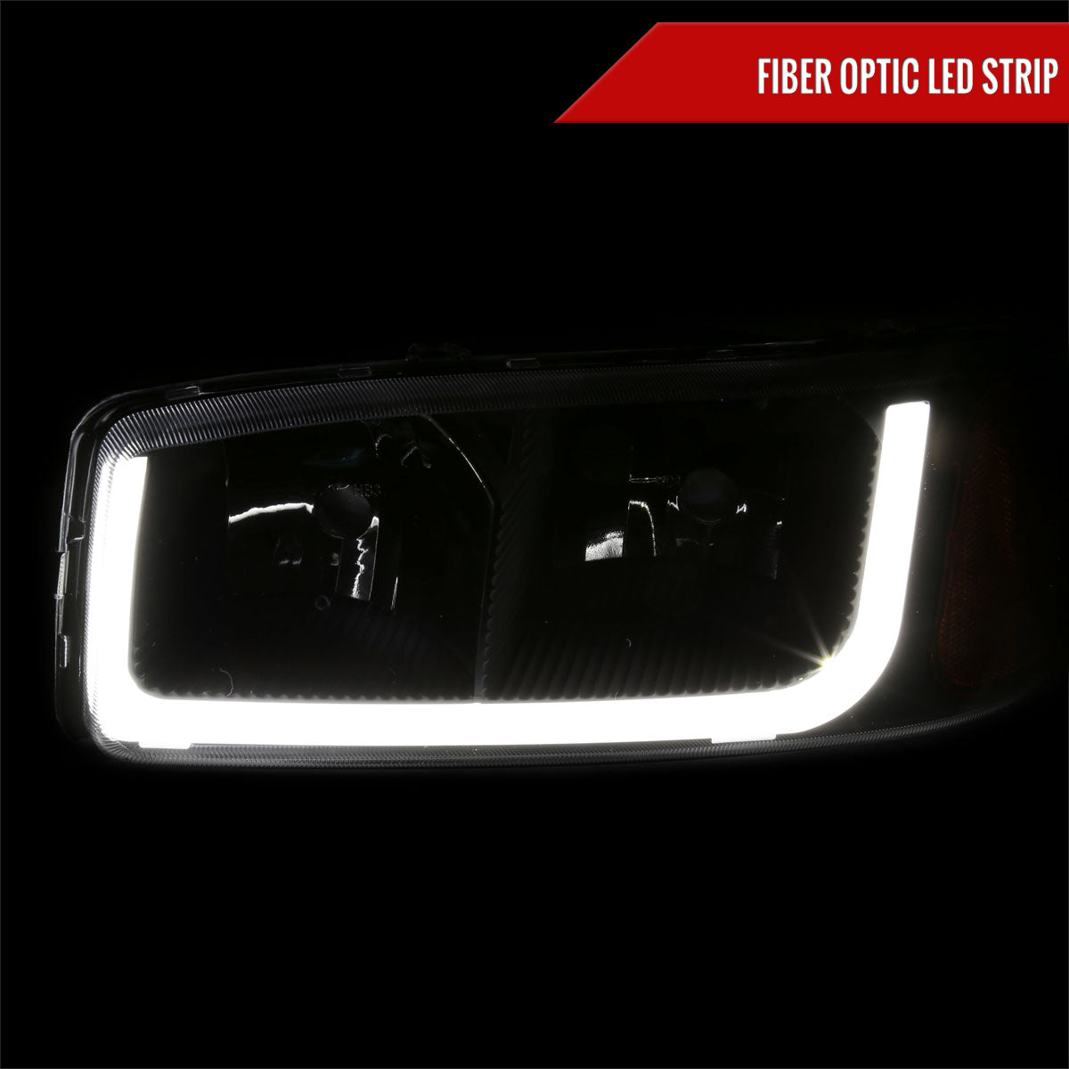 2001-2006 GMC Yukon Denali / XL LED Bar Factor Headlights (Matte Black Housing/Clear Lens)