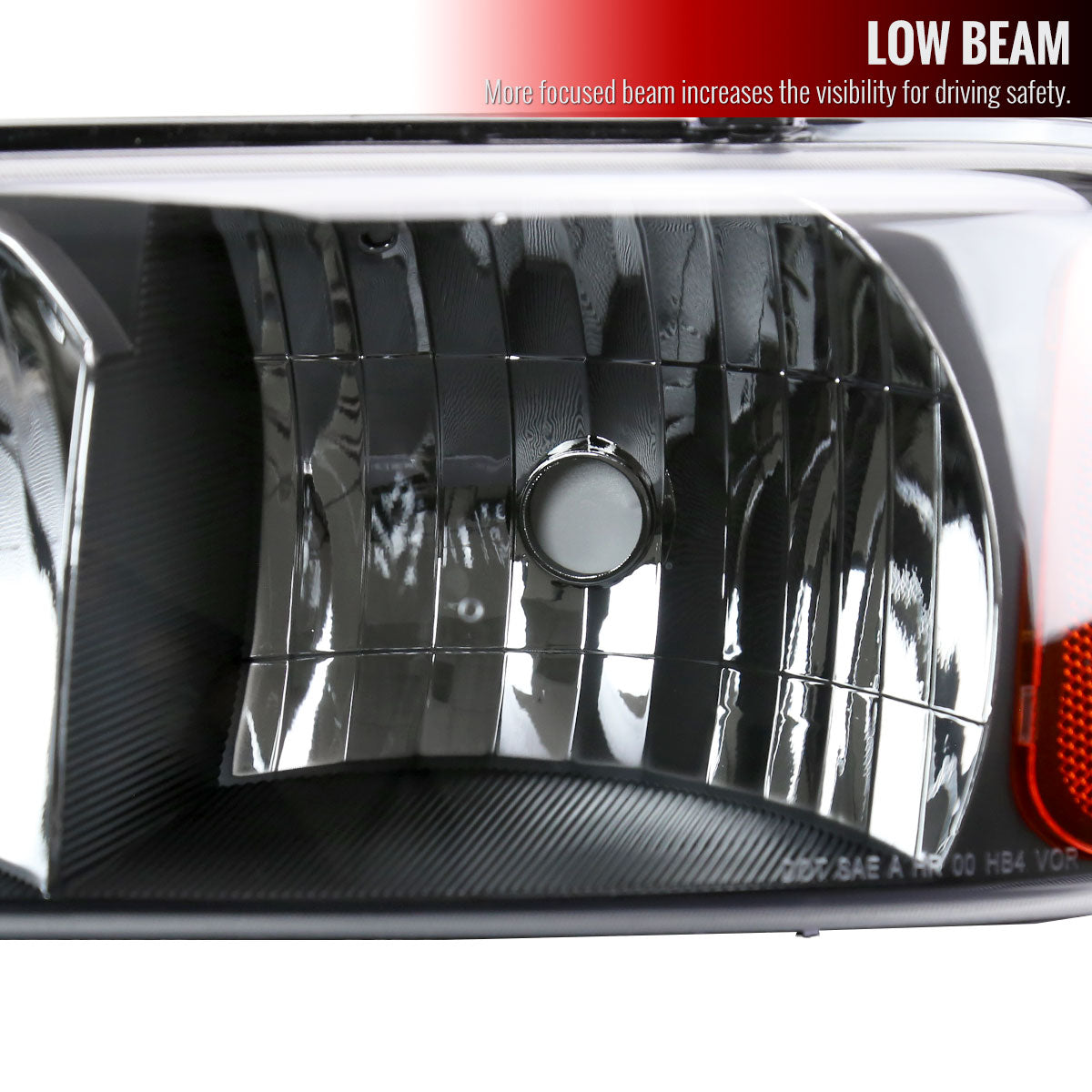 1999-2006 GMC Sierra/2007 Sierra Classic/2000-2006 Yukon/XL Factory Style Headlights with Amber Reflector (Matte Black Housing/Clear Lens)