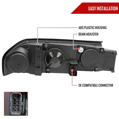 2000-2005 Chevrolet Impala LED Bar Factory Style Headlights  (Chrome Housing/Clear Lens)